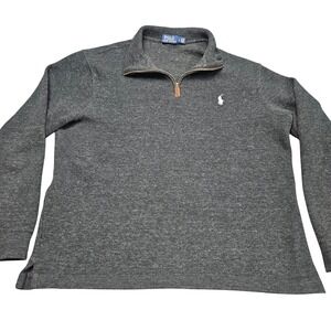 Polo Ralph Lauren Quarter Zip Pullover L Charcoal Gray Preppy Minimalist Ivy